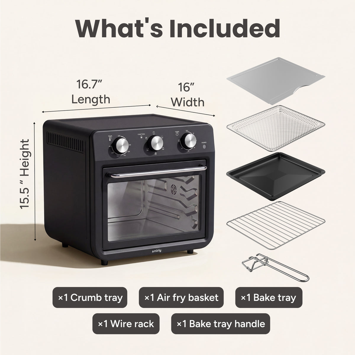 27 QT Air Fryer Oven Black