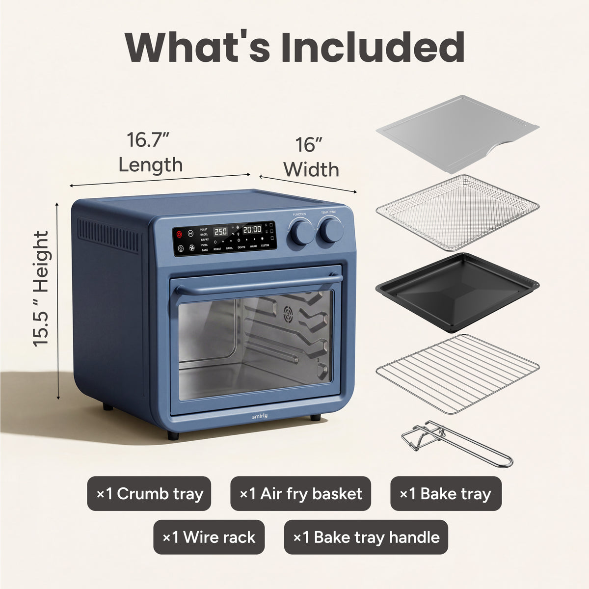 27 QT Touchscreen Air Fryer Oven Blue