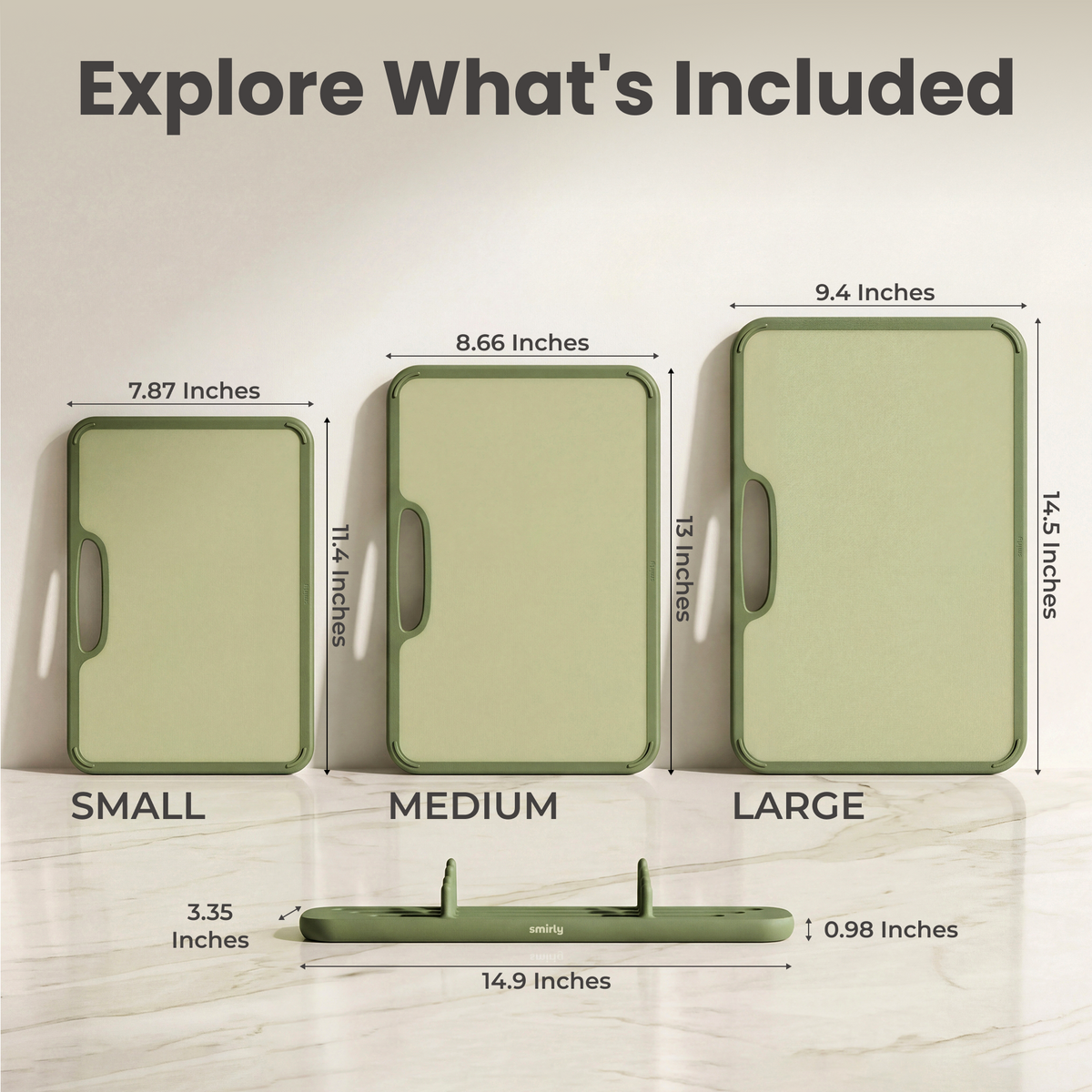 Plastic Cutting Board Set - Green
