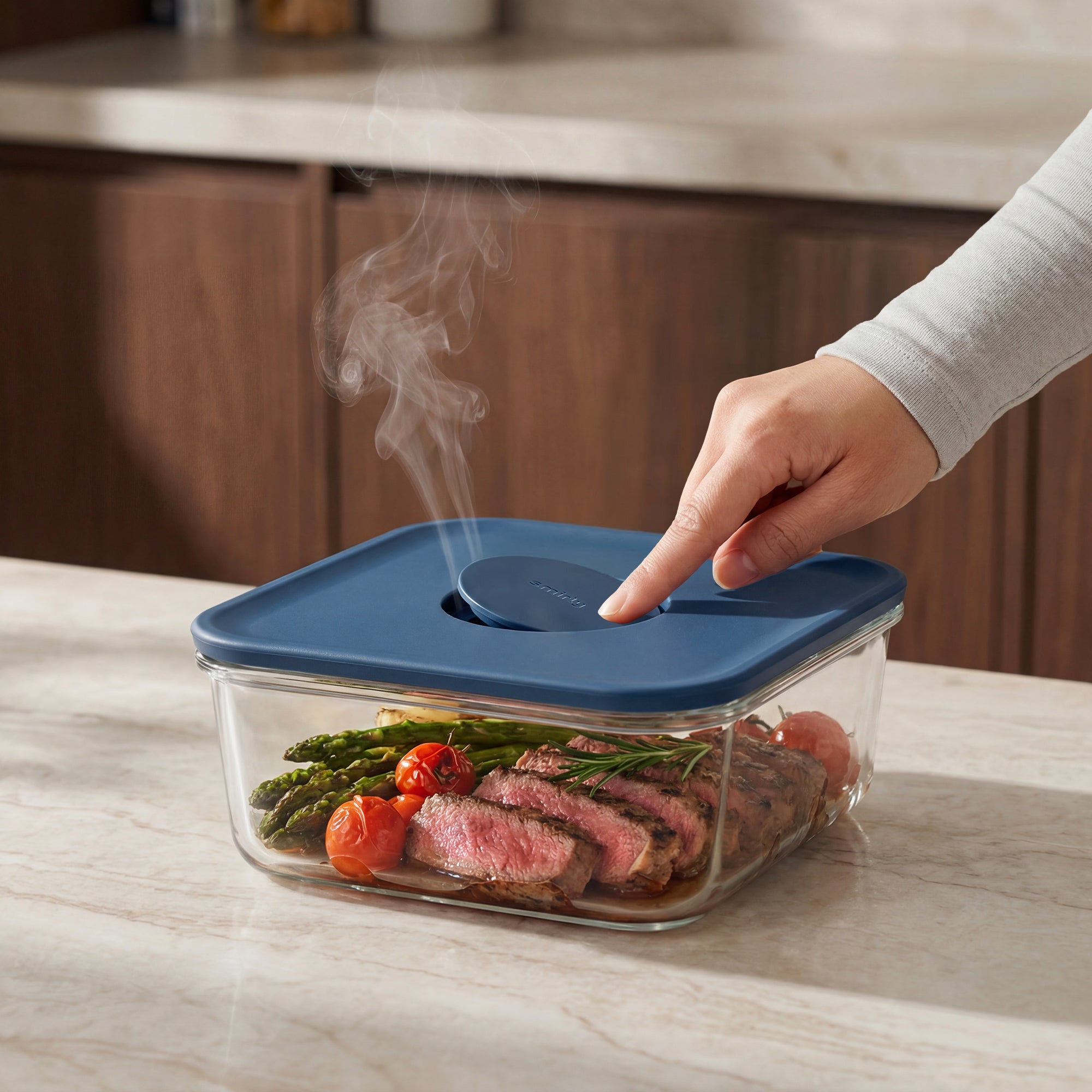 Glass Food Container - Blue