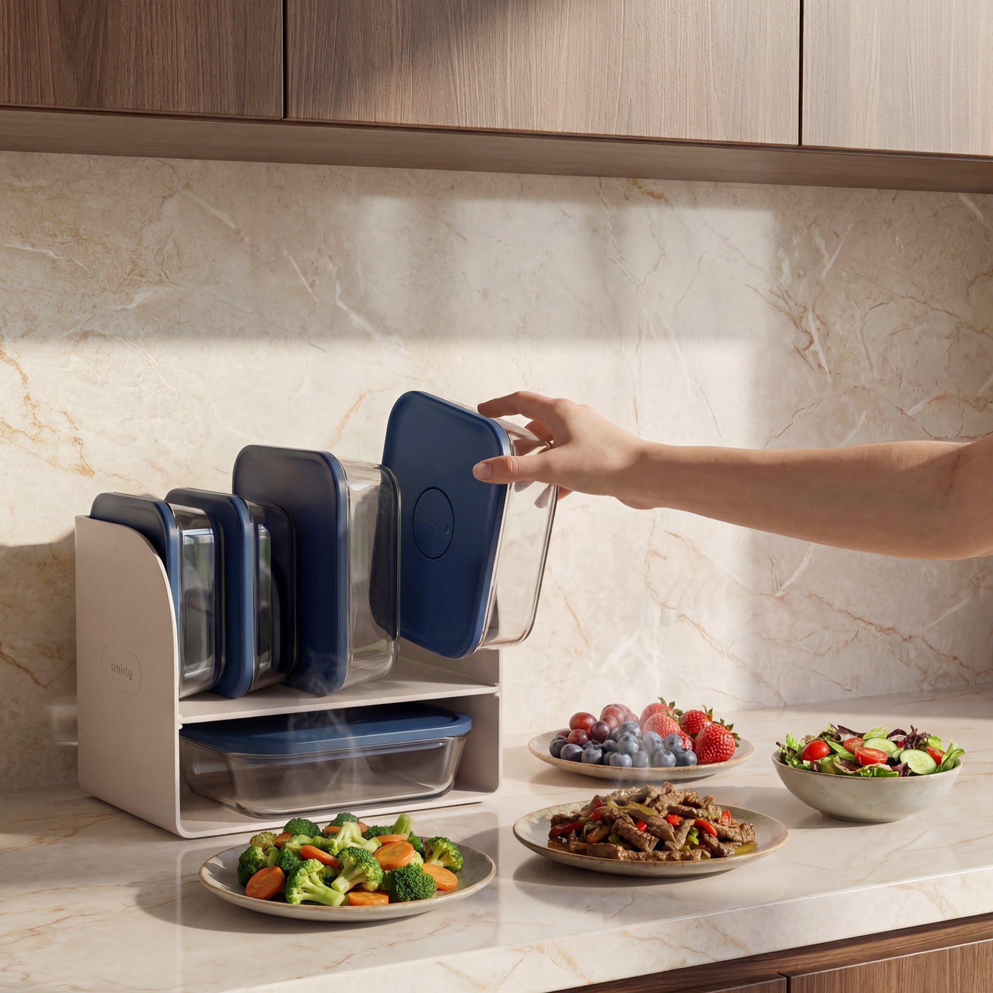 Glass Food Container - Blue