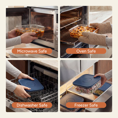 Glass Food Container - Blue