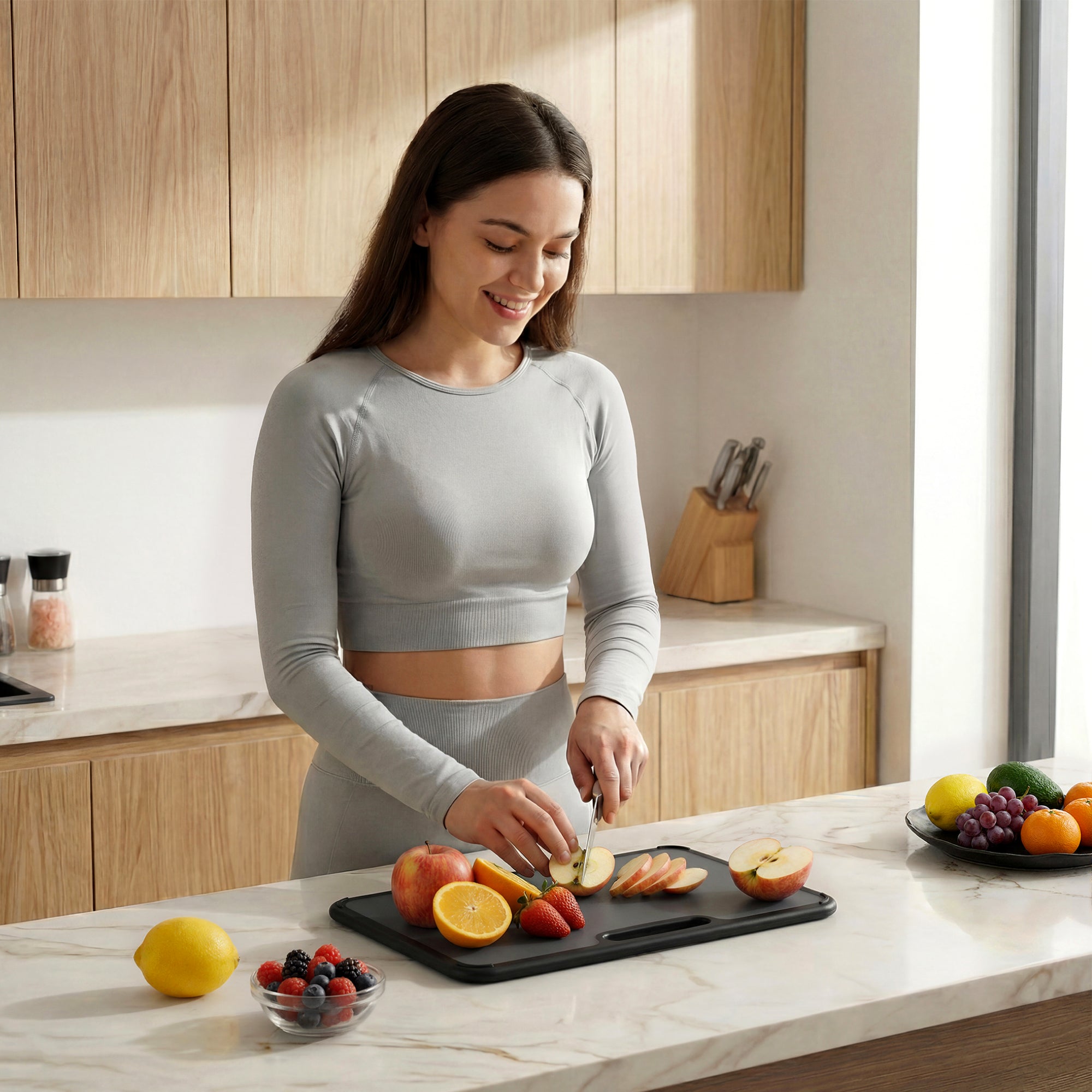 Plastic Cutting Board Set - Dark Grey