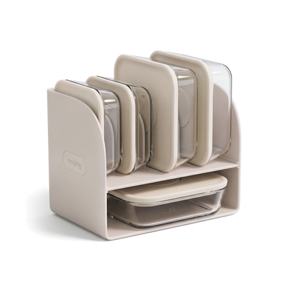 Glass Food Container Set, Set of 6, Cream White
