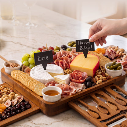 Carbonized Bamboo 3 Drawer Charcuterie Board Set