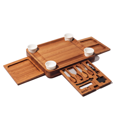 Carbonized Bamboo 3 Drawer Charcuterie Board Set
