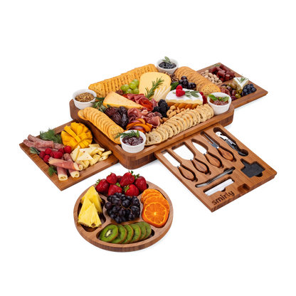 Carbonized Bamboo 3 Drawer Charcuterie Board Set