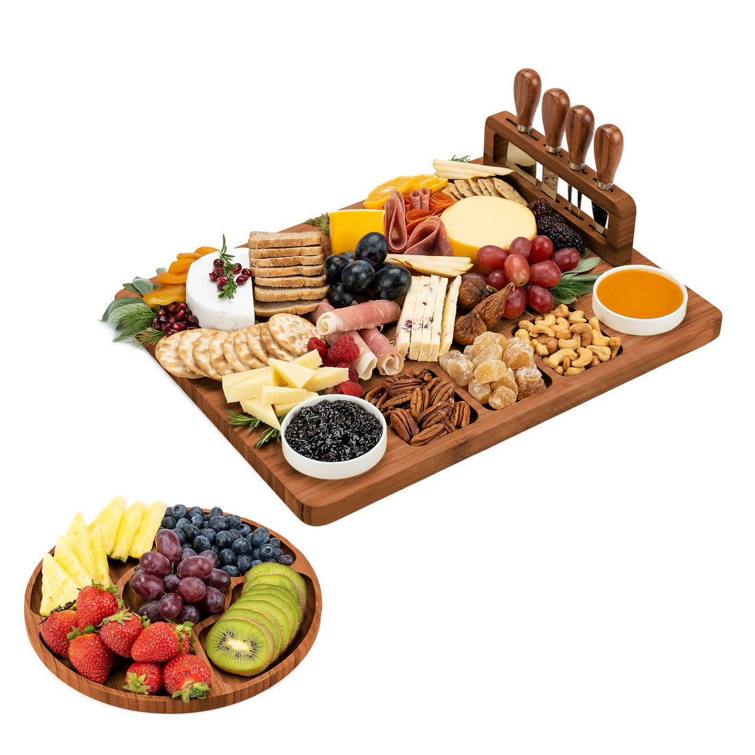 Carbonized Bamboo Flat Charcuterie Board Set
