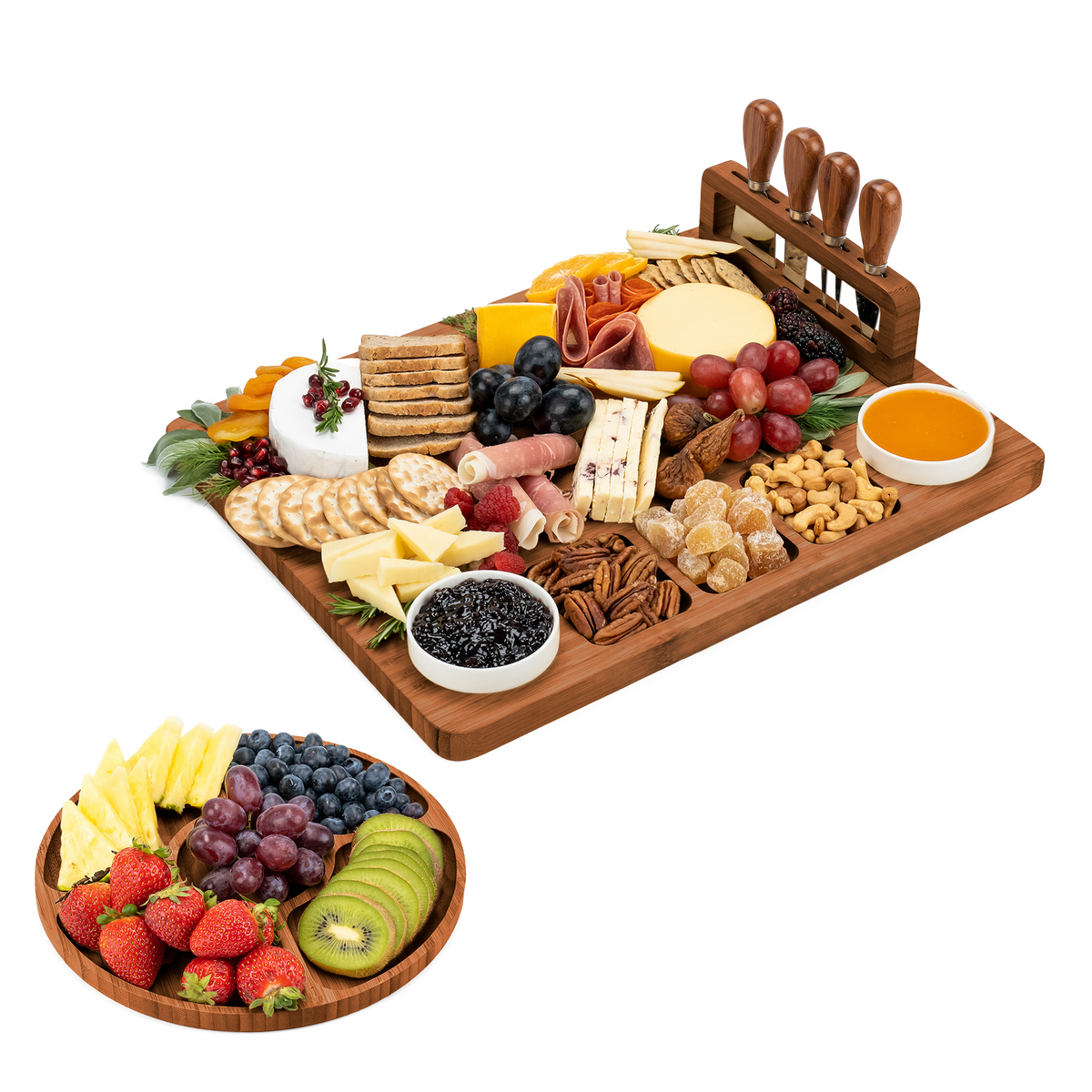 Carbonized Bamboo Flat Charcuterie Board Set