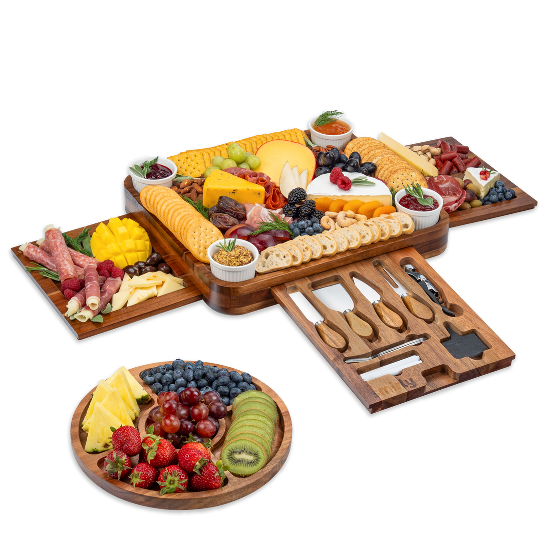 Acacia 3 Drawer Charcuterie Board Set