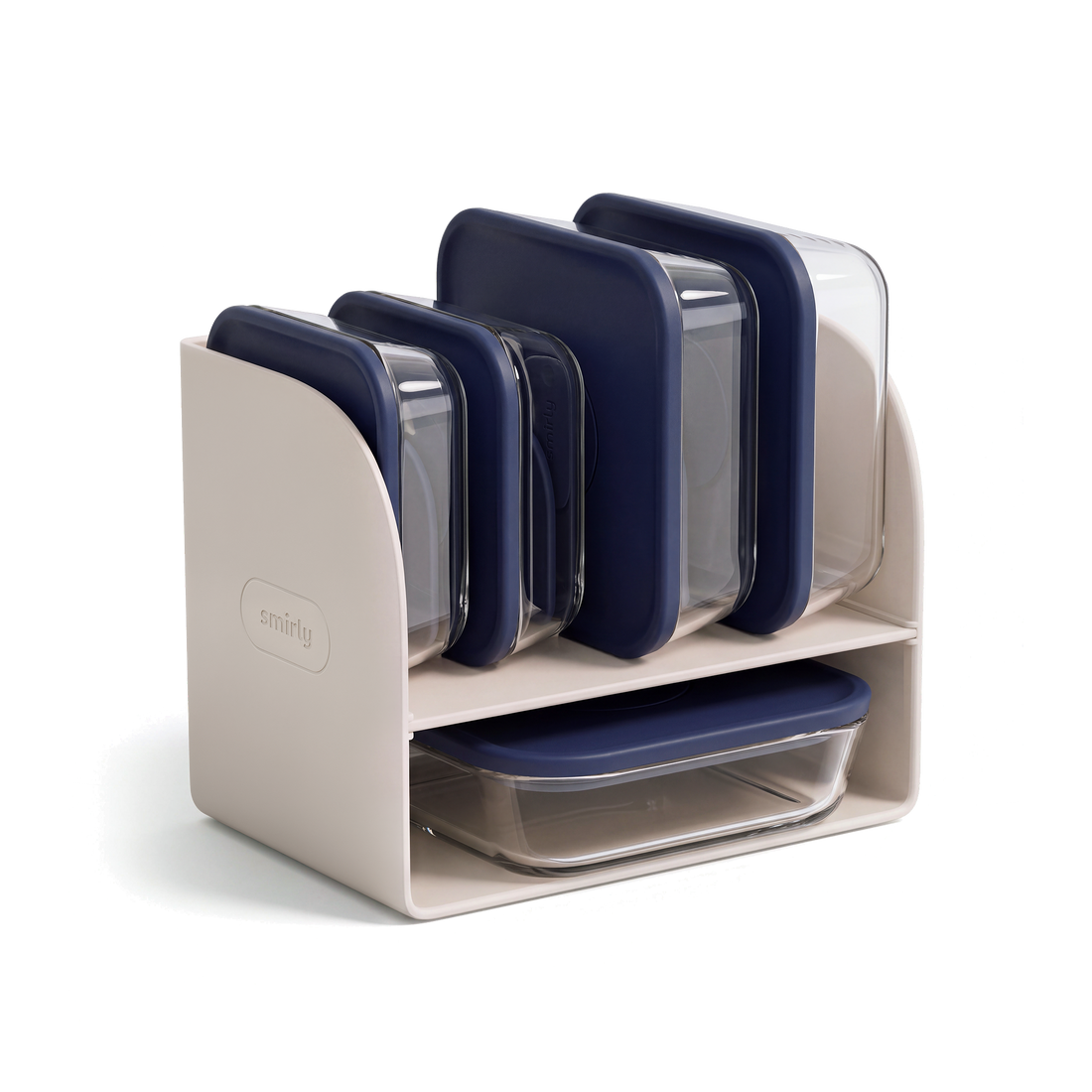 Glass Food Container Set, Set of 6, Blue