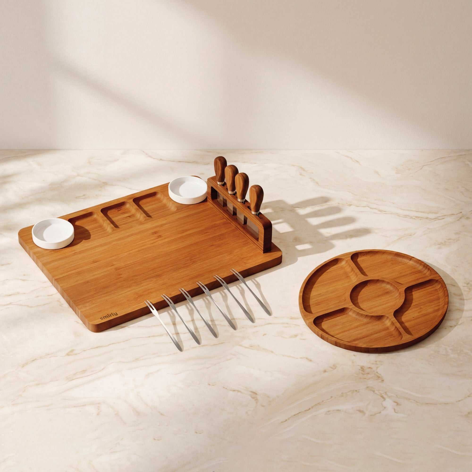 Carbonized Bamboo Flat Charcuterie Board Set