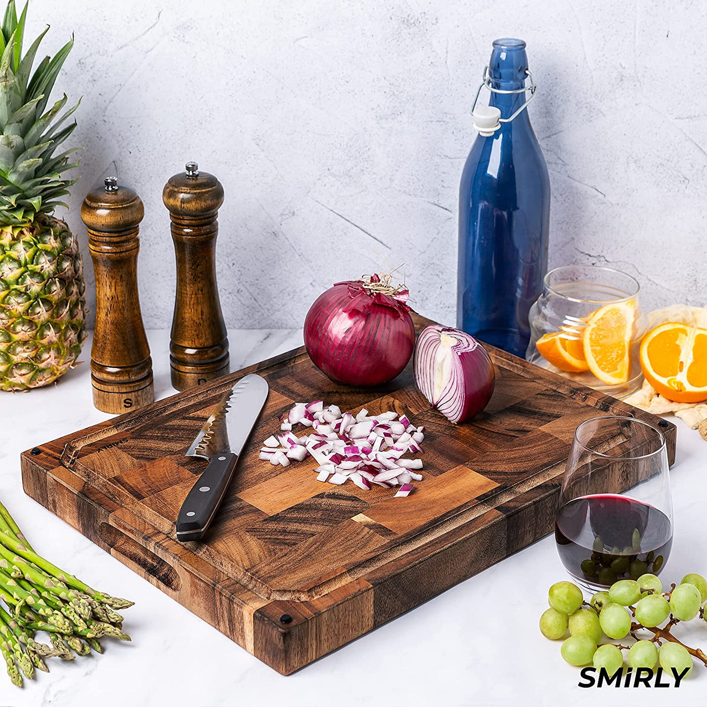 Smirly Bamboo Cutting Board Set: Wood Cutting Boards for Kitchen