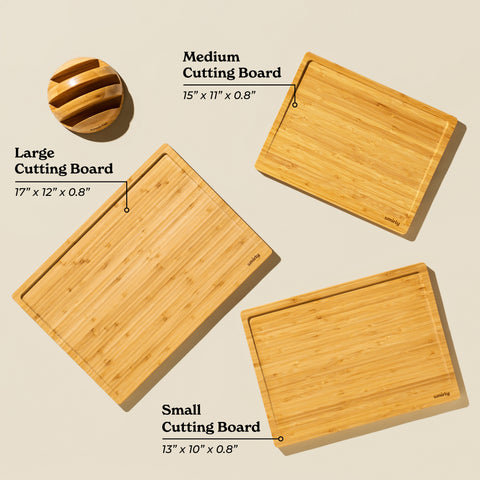 SMIRLY Bamboo Cutting Boards for Kitchen - Bamboo Cutting Board Set